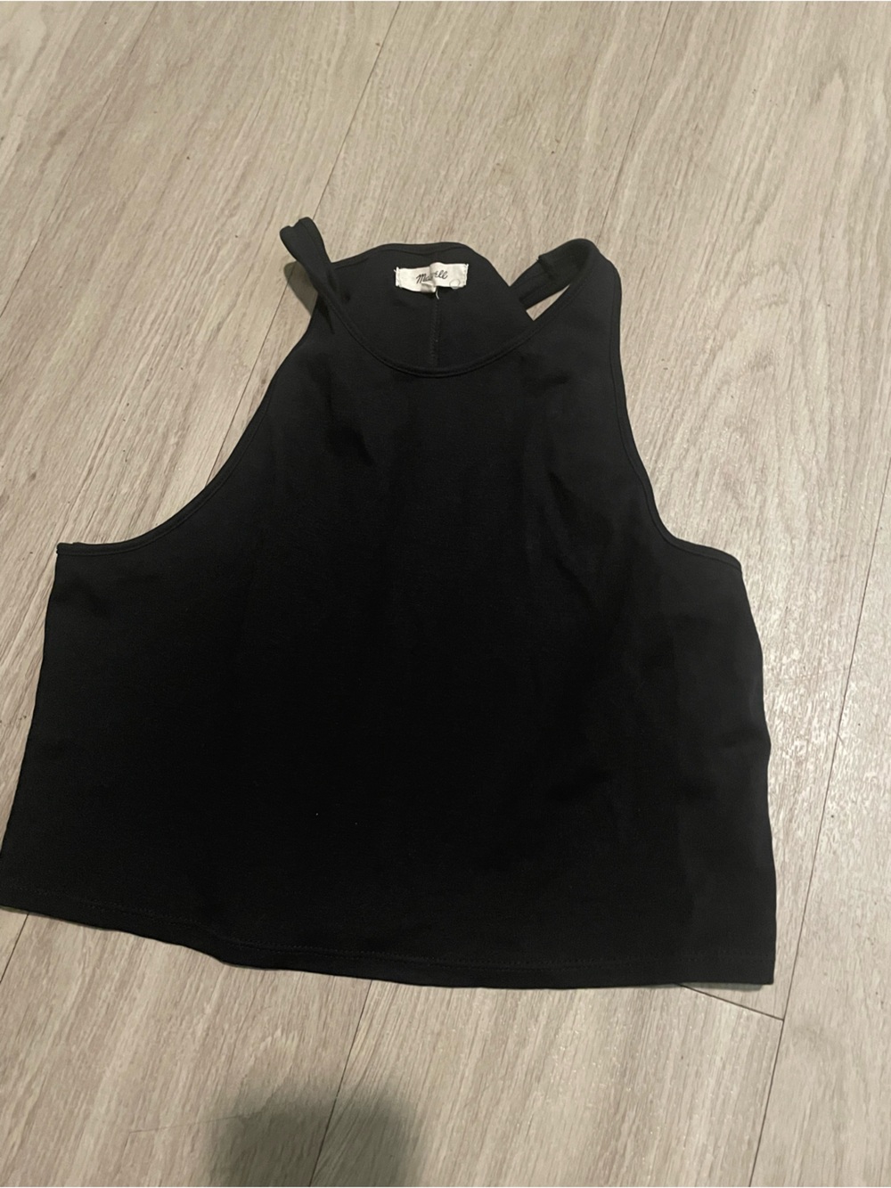 Madewell Black Cropped High-Neck Rib Tank